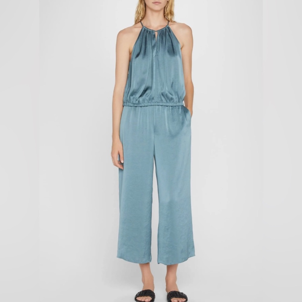 Theory Crushed Satin Gathered Cami and Pant Set